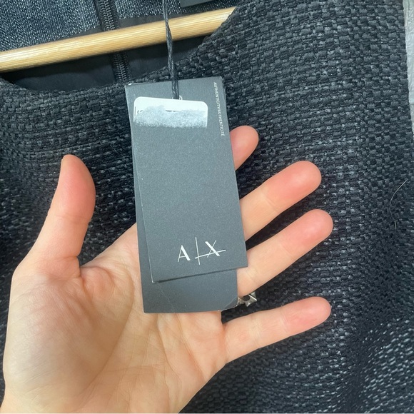 Armani Exchange Pieced Tweed Shell Navy Blue and Black Top NWT - Picture 8 of 13